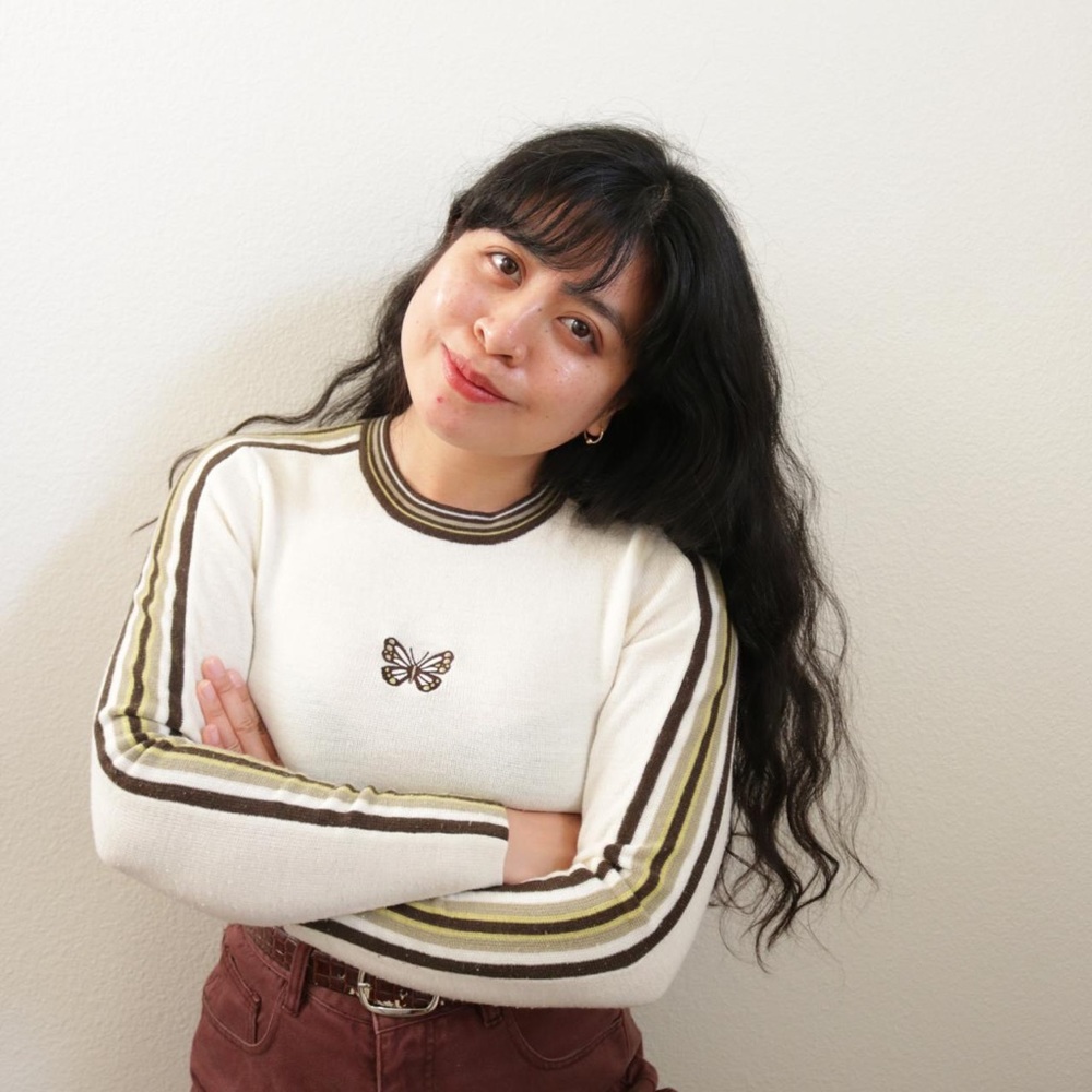 Butterfly long sleeve knit top